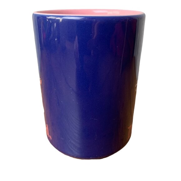 Disneyland Minnie Mouse Collector Coffee Mug Vintage 16 oz Blue Pink Polka Dot B - Picture 2 of 5